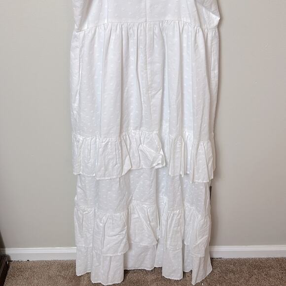 NWT Corey Lynn Calter Marisol WHITE dotted ruffle tier maxi dress - Picture 9 of 13